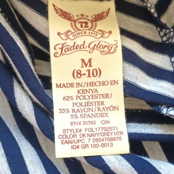 Faded Glory Maxi‎ Skirt Size M Navy Gray Striped Handkerchief Hem Beachy Boho - Picture 5 of 7